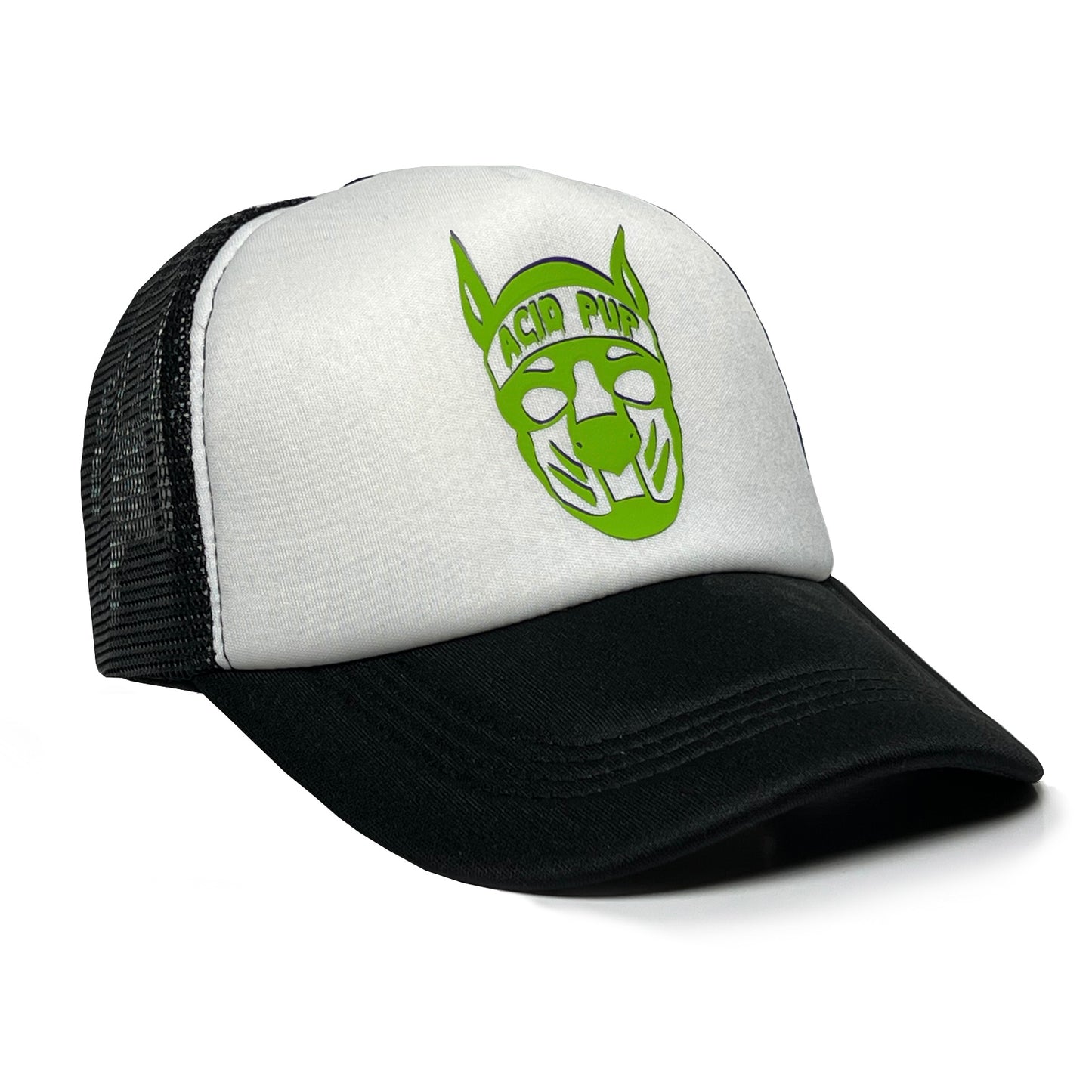 Acid Pup Lime w/ Purple Shadow Trucker Hat Small