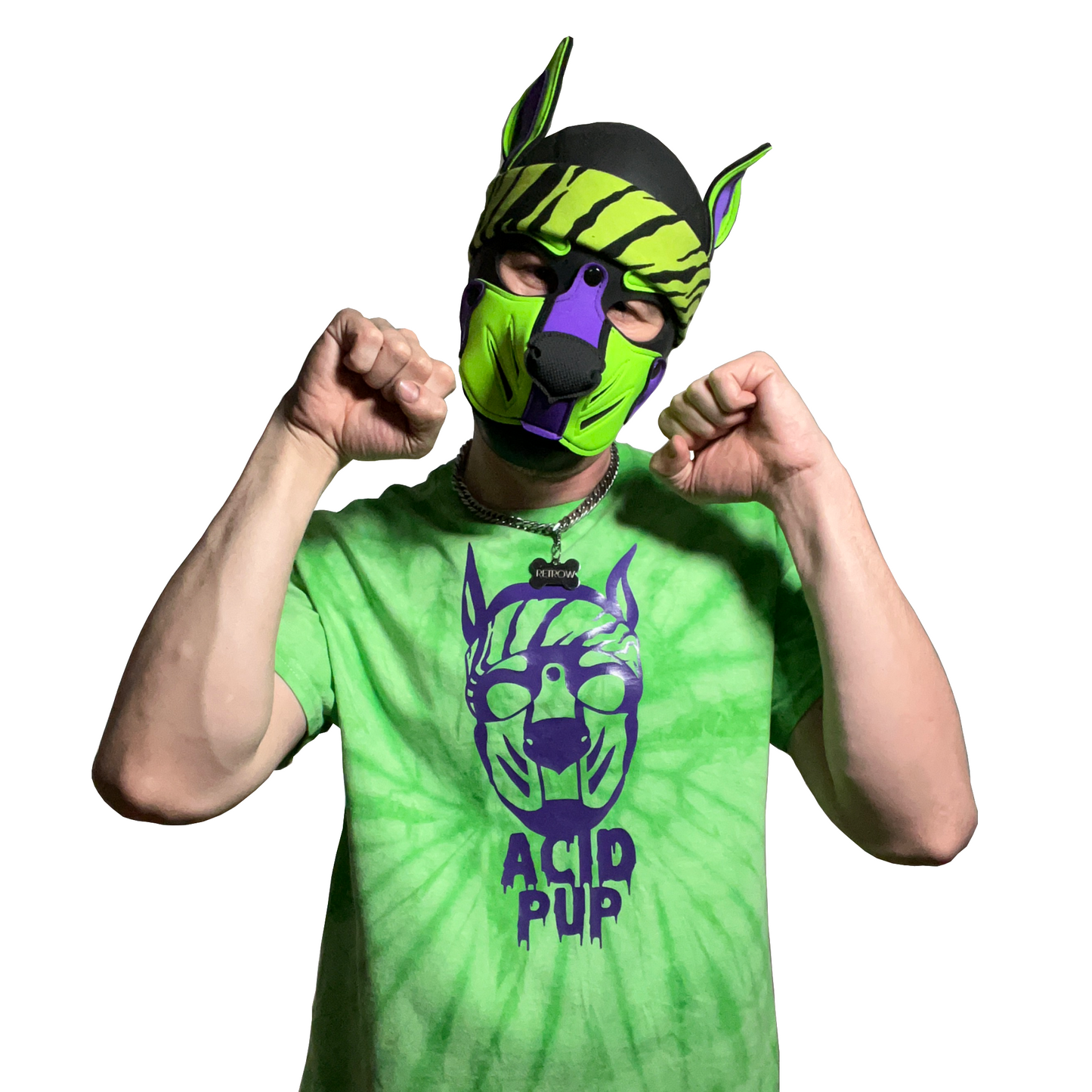 Acid Pup Green and Purple Tie Dye Logo Shirt