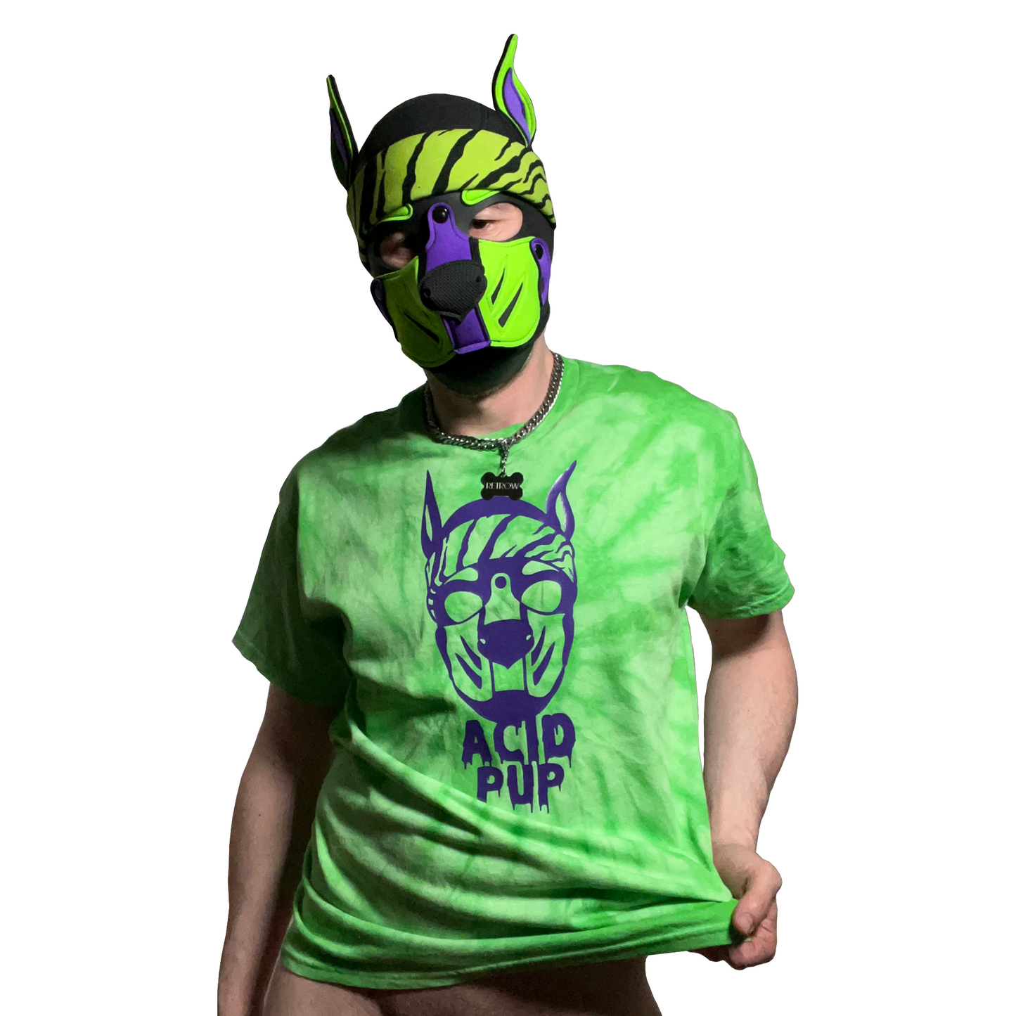 Acid Pup Green and Purple Tie Dye Logo Shirt