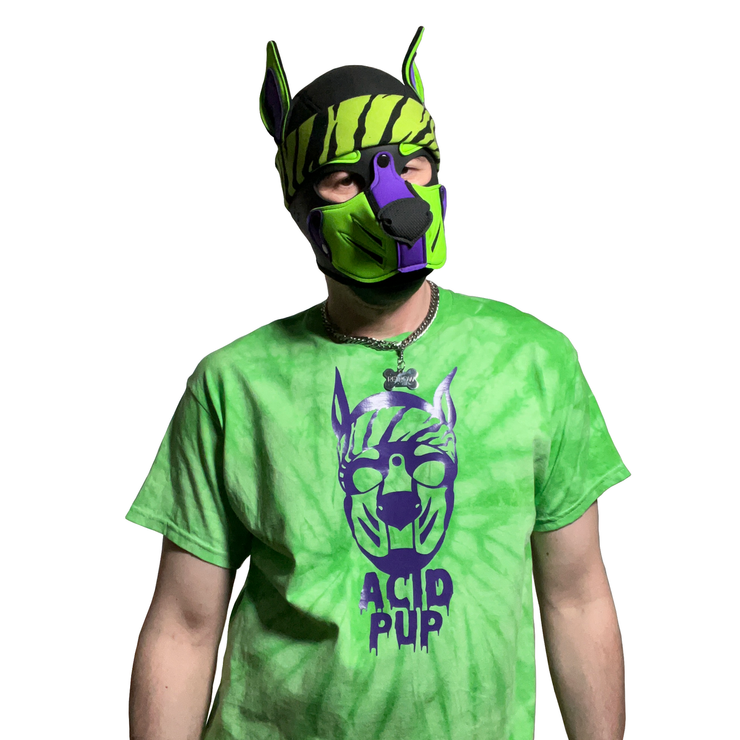 Acid Pup Green and Purple Tie Dye Logo Shirt